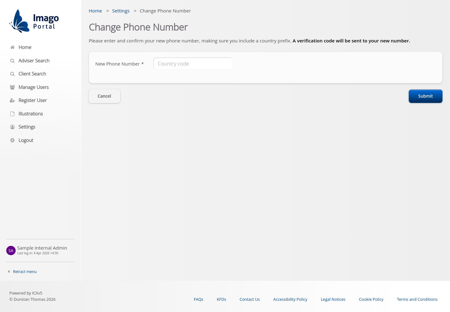 Role-InternalAdmin > 11 Change Phone Step 2